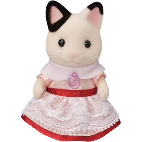 Figurines miniatures - SYLVANIAN FAMILIES - 5646 - La fille Chat bicolore et son goûter d’anniversaire BLANC 5 - vertbaudet enfant 