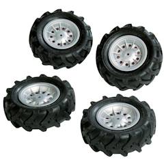 -Pneus souples Rolly Toys pour véhicule - 4 pneus de 310x95 cm - jantes argent