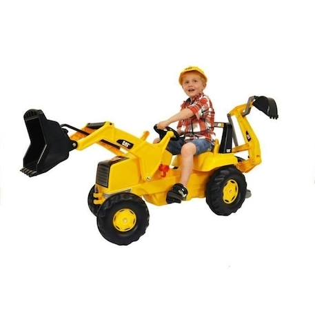 Rolly Toys - Tracteur à pédales Caterpillar + pelle avant + excavatrice JAUNE 1 - vertbaudet enfant 