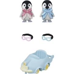 Jouet-Jeux d'imagination-Poupée - SYLVANIAN FAMILIES - Les jumeaux Pingouin - Voiture et lunettes - Articulés