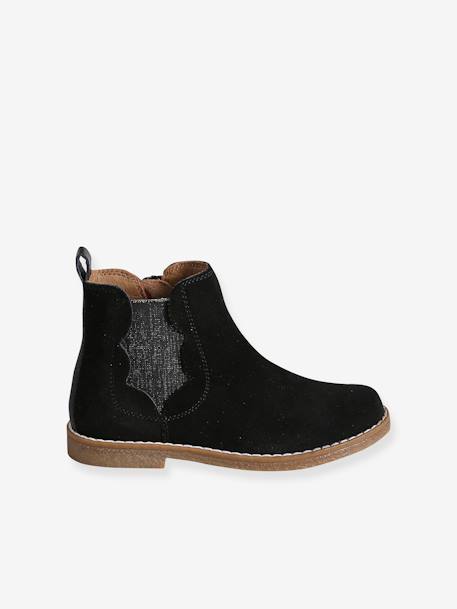 Boots enfant fille cuir détails festons lot beige+marine+marron+noir+taupe 18 - vertbaudet enfant 