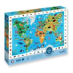 Jouet-Jeux éducatifs-Puzzles-Puzzle Planisphere des animaux - SENTOSPHERE - Moins de 100 pièces - Multicolore