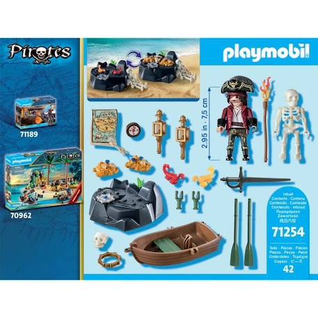 PLAYMOBIL - 71254 - Les Pirates - Starter Pack Pirate et barque - 42 pièces - Pour enfants de 4 ans et plus BLEU 6 - vertbaudet enfant 