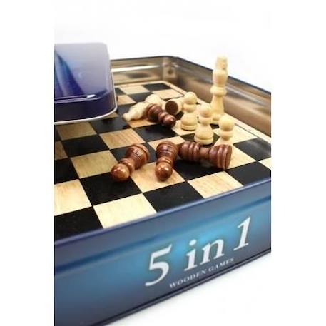 Coffret métal 5 jeux en 1 - TACTIC - Echecs, dames, backgammon, dominos et tic-tac-toe BLEU 4 - vertbaudet enfant 