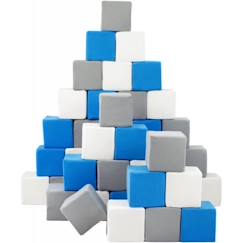-Jouet pour enfants - VELINDA - Pyramide - 45 blocs en mousse - blanc, bleu, gris