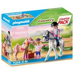 Jouet-Jeux d'imagination-Figurines, mini mondes, héros et animaux-PLAYMOBIL - 71259 - Country - Starter Pack - Cavaliers et chevaux