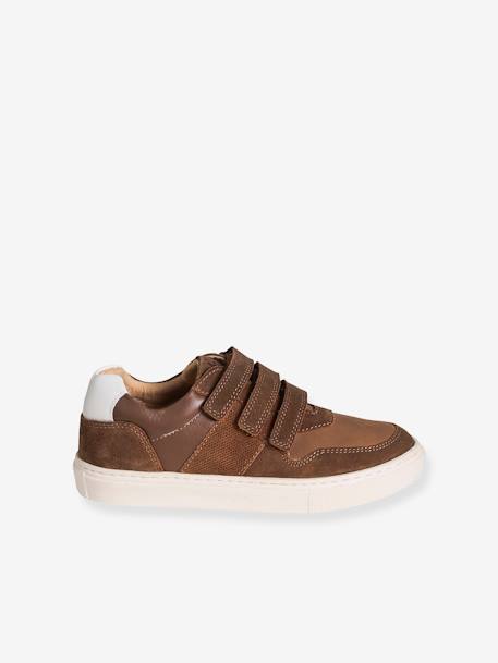 Baskets enfant garçon cuir à scratchs marron 2 - vertbaudet enfant 