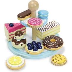 Jouet-Jeux d'imitation-Cuisines et dinette-Jouet en bois - VILAC - Service à gâteaux - 10 pâtisseries - 18 x 16 x 18 cm