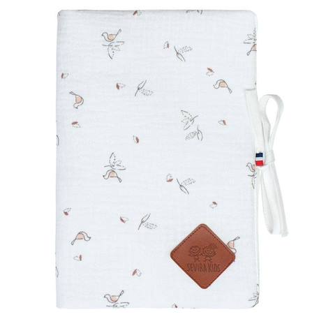 Sevira Kids - Protège carnet de santé bébé en gaze de coton Melody - Multicolore - Ouvert : 24 x 34 cm  / Fermé : 17 x 32 cm BLANC 1 - vertbaudet enfant 