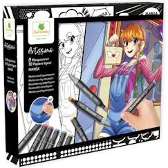 Jouet-Coffret créatif manga fille - Sycomore - 10 papiers layout imprimés avec 8 marqueurs