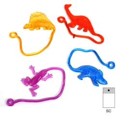 Jouet-Jeux d'imagination-Voitures et animaux télécommandés-Animal dino sticky 7 cm - SMIFFY'S - Jouet enfant - Rouge