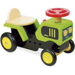 Jouet-Premier âge-Bascules, chariots de marche, trotteurs et porteurs-Porteur Tracteur pour enfant en bois - VILAC - 4 roues - Vert - 18 mois