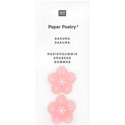 -Rico Design 2 Gommes Roses Fleurs Sakura - Printemps Japonais
