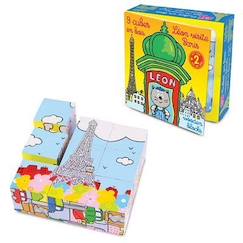 Jouet-Premier âge-Premières manipulations-Coffret 9 cubes en bois Léon à Paris - VILAC - Multicolore - Pour enfant de 2 ans et plus