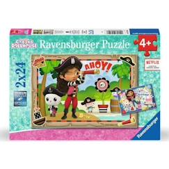 Jouet-Jeux éducatifs-Puzzles-Puzzles 2 x 24 pièces : La fête des pirates, Gabby's Dollhouse