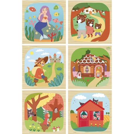 Cubes en Bois Les Contes Vilac Multicolore JAUNE 3 - vertbaudet enfant 