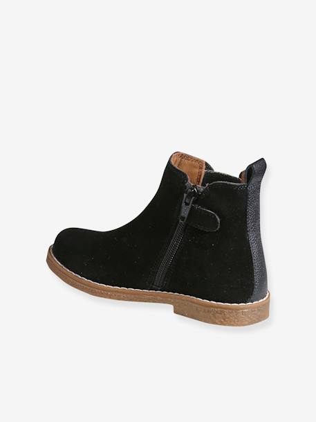 Boots enfant fille cuir détails festons lot beige+marine+marron+noir+taupe 19 - vertbaudet enfant 