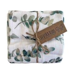 Linge de maison et décoration-Linge de lit bébé-Maxi lange en viscose de bambou Eucalyptus - SEVIRA KIDS - 100 x 100 cm - Blanc