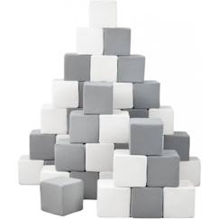Jouet-Premier âge-Premières manipulations-Pyramide en mousse pour enfant - Velinda - lot de 45 blocs - blanc et gris