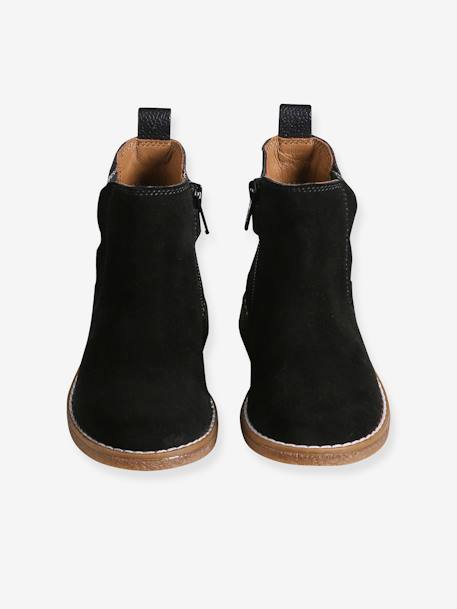 Boots enfant fille cuir détails festons lot beige+marine+marron+noir+taupe 20 - vertbaudet enfant 