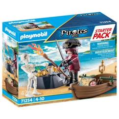 Jouet-Jeux d'imagination-PLAYMOBIL - 71254 - Les Pirates - Starter Pack Pirate et barque - 42 pièces - Pour enfants de 4 ans et plus