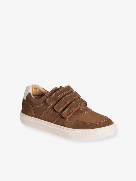 Baskets enfant garçon cuir à scratchs marron 1 - vertbaudet enfant 