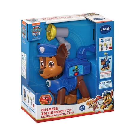 Figurine interactive VTECH Pat Patrouille - Chase avec accessoires de sauvetage pour enfants de 3 à 7 ans BLANC 2 - vertbaudet enfant 