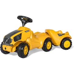 Jouet-Jeux de plein air-Tracteur Rolly Toys Volvo junior 97cm jaune avec remorque - Pour enfants à partir de 18 mois