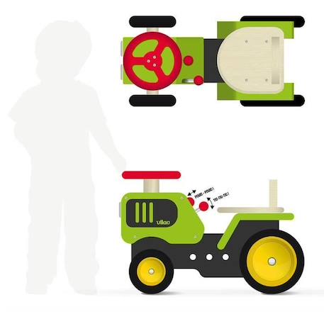 Porteur Tracteur pour enfant en bois - VILAC - 4 roues - Vert - 18 mois VERT 4 - vertbaudet enfant 