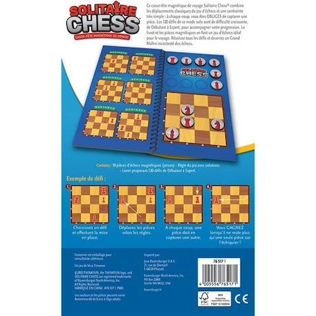Jeu de logique magnétique Solitaire Chess - Ravensburger - 120 défis - Version voyage VERT 3 - vertbaudet enfant 