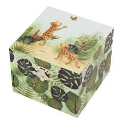 Linge de maison et décoration-Décoration-Coffret Musique Cube Savane Trousselier - TROUSSELIER - Vert - Jungle léopard - Mélodie douce