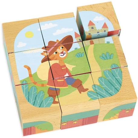 Cubes en Bois Les Contes Vilac Multicolore JAUNE 1 - vertbaudet enfant 