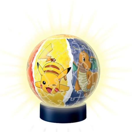 Puzzle 3D Ball illuminé Pokémon - Ravensburger - 72 pièces numérotées - Socle lumineux - A partir de 6 ans BLANC 2 - vertbaudet enfant 