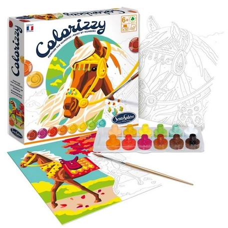 Peinture par numéros - Sentosphere - Colorizzy Chevaux - Acryliques de qualité - Pour artistes de tous niveaux BLANC 2 - vertbaudet enfant 