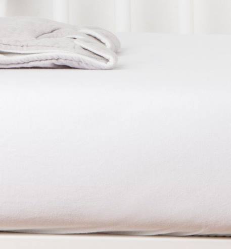 Drap housse Coton Bio jersey- pour lit Bébé (Blanc - 60 x 120 cm) BLANC 1 - vertbaudet enfant 