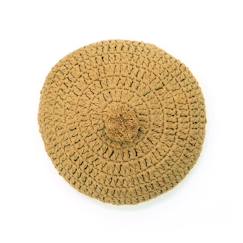 Linge de maison et décoration-Décoration-Matelas de sol, coussin-Coussin rond crochet LENKA MOUTARDE - Nattiot