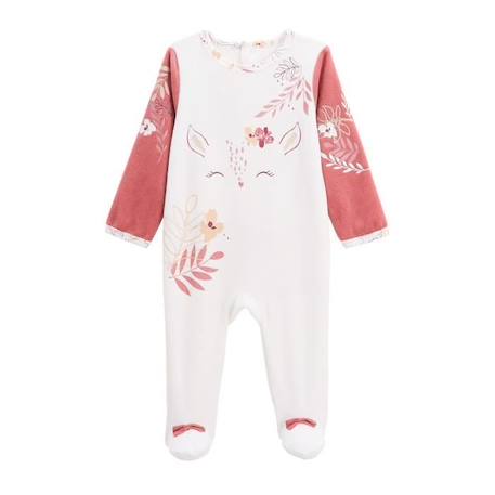 Pyjama bébé en velours Oma Biche BLANC 1 - vertbaudet enfant 