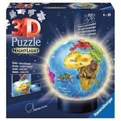 Jouet-Puzzle 3D Globe Lumineux - Ravensburger - Voyage et cartes - Moins de 100 pièces - Mixte
