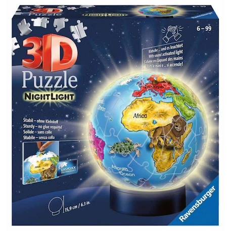 Puzzle 3D Globe Lumineux - Ravensburger - Voyage et cartes - Moins de 100 pièces - Mixte BLEU 1 - vertbaudet enfant 