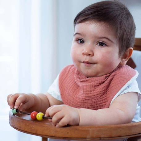 Bavoir bandana gaze de coton, Jeanne Biscuit Dès la naissance MARRON 2 - vertbaudet enfant 