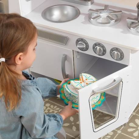 KidKraft - Cuisine en bois pour enfant Vintage Blanc, avec four, réfrigérateur et micro-ondes, accessoires inclus BLANC 6 - vertbaudet enfant 