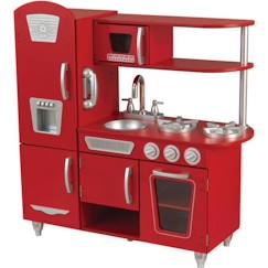 -KidKraft - Cuisine en bois pour enfant Vintage Rouge, avec four, réfrigérateur et micro-ondes, accessoires inclus