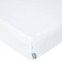 Linge de maison et décoration-Linge de lit bébé-Drap housse uni en gaze de coton Blanc 90x190