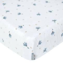Linge de maison et décoration-Linge de lit bébé-Sevira Kids - Drap-housse en gaze de coton Bleuet - Multicolore - 90x190