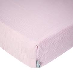 Linge de maison et décoration-Linge de lit bébé-Drap-housse-Drap housse uni en gaze de coton Vieux Rose 60x120