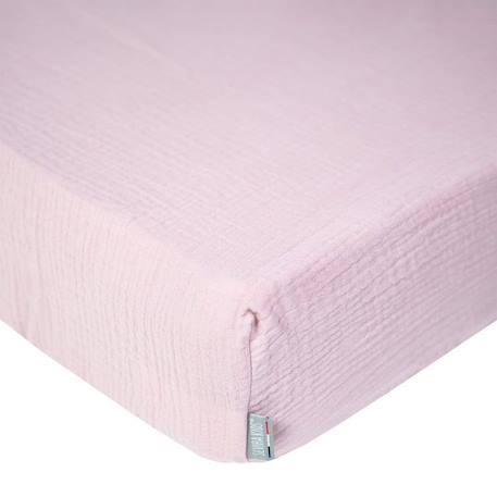 Drap housse uni en gaze de coton Vieux Rose 60x120 ROSE 1 - vertbaudet enfant 