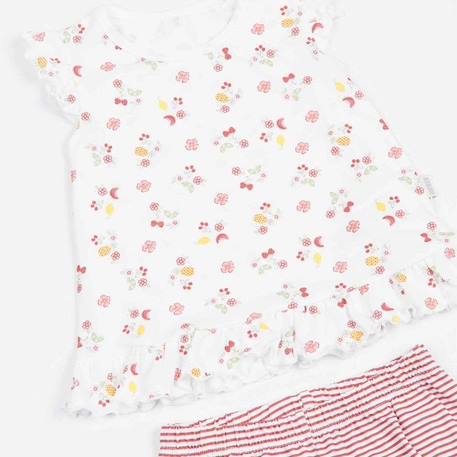 Ensemble t-shirt et short bébé en coton biologique, Cerise Blanc BLANC 2 - vertbaudet enfant 