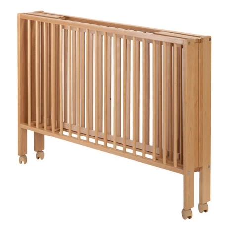 Lit bébé à barreaux pliable en hêtre massif naturel - Marque - Modèle - Dimensions 60x120 cm - Matelas inclus MARRON 3 - vertbaudet enfant 