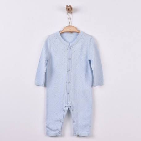 Combinaison bébé en tricot de coton bio BEIGE+BLEU+BLEU+ROSE 6 - vertbaudet enfant 