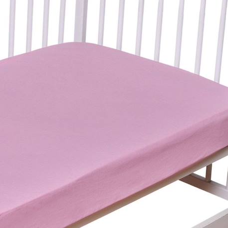 Drap-housse en coton - Coton uni Rose - 60x120 cm ROSE 1 - vertbaudet enfant 